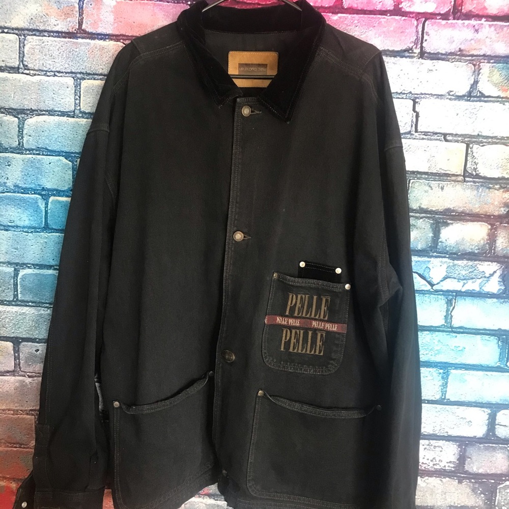 Marc Buchanan pelle pelle denim coat vintage XL